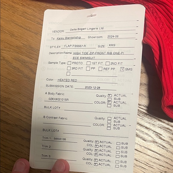 Fabletics High Tide Red Ribbed Swimsuit - Picture 3 of 7